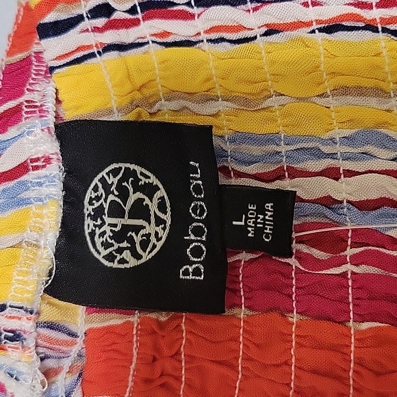 Nordstrom Bobeau Smocked Stripe Top Sz L NWT - Picture 5 of 8